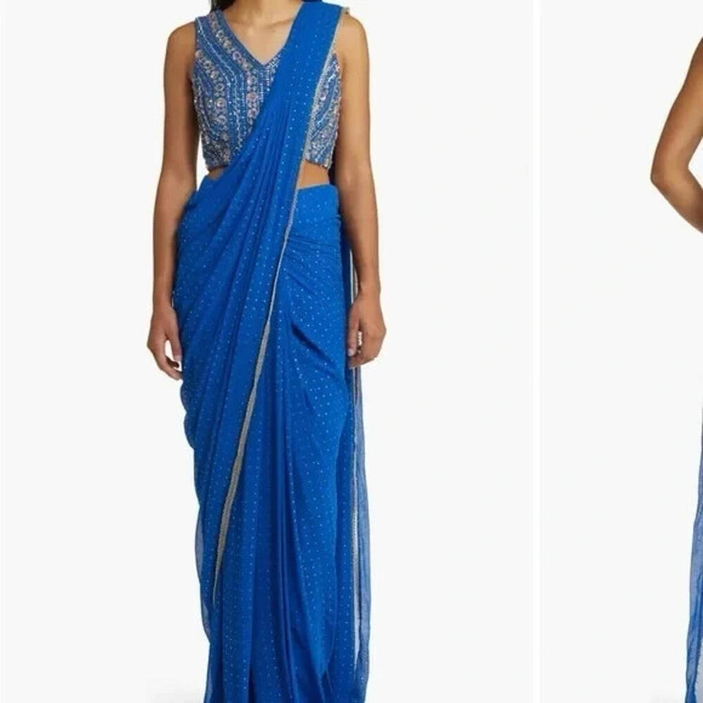 Sani Zian Drape Saree (Cobalt) Size S #MD749